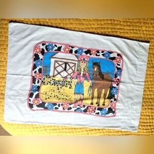 Vintage Rare Find Cowboy Girl pillowcase.